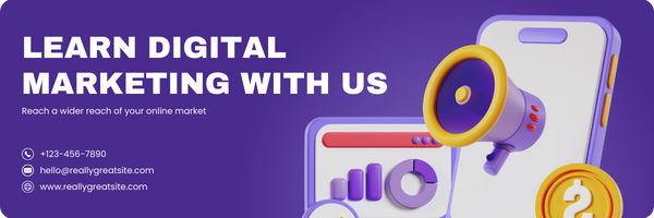 Purple Minimalist Learn Digital Marketing Email Header